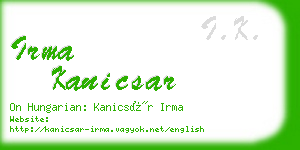 irma kanicsar business card